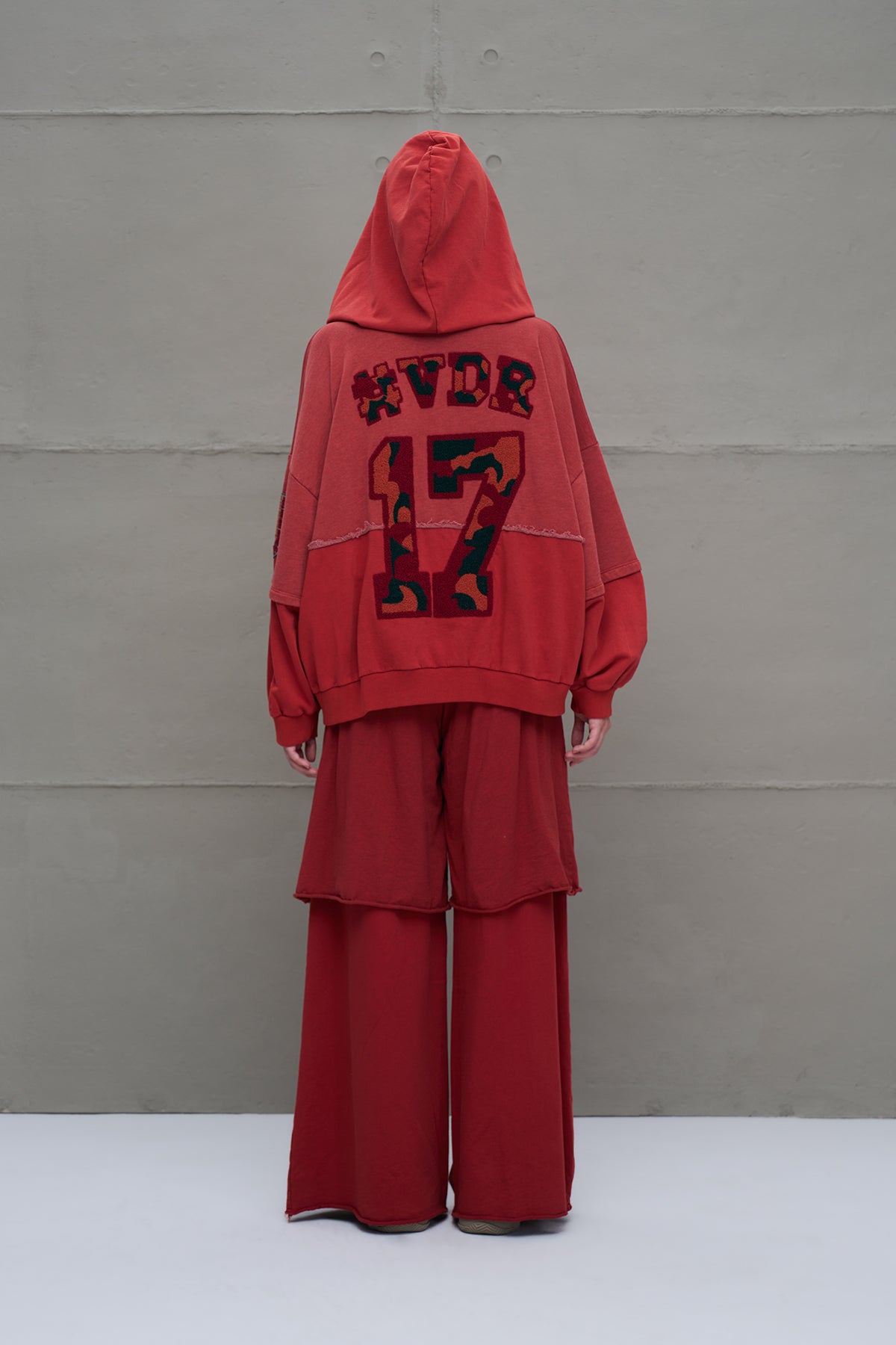 Maroon Wide-leg Oversize Trousers 18040