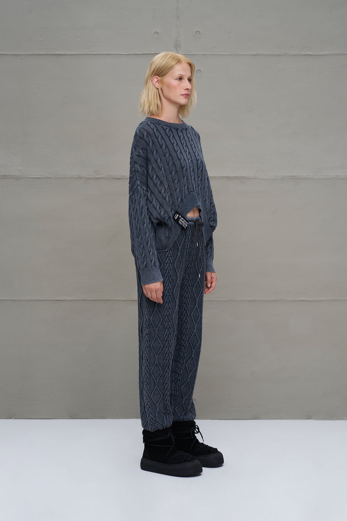 Anthracite Patterned Knit Trousers 18060