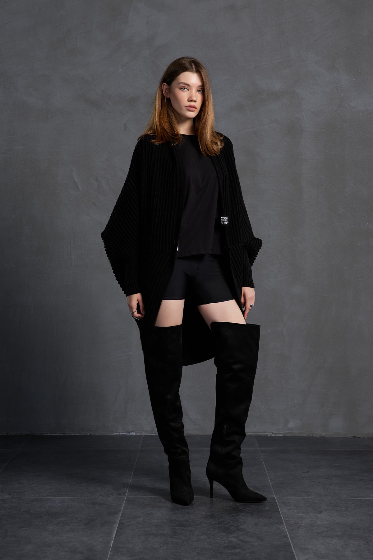 Black Oversized Knit Cardigan 18072