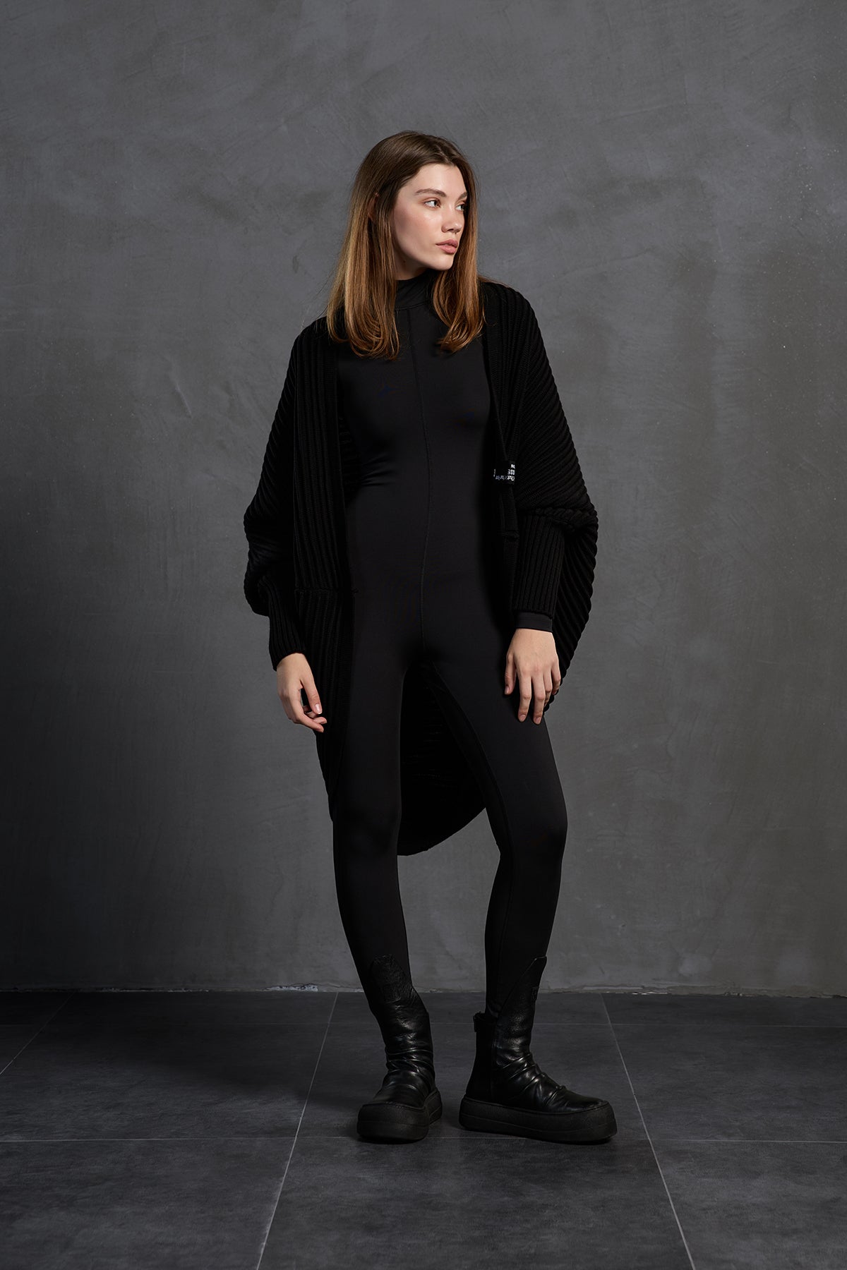 Black Oversized Knit Cardigan 18072