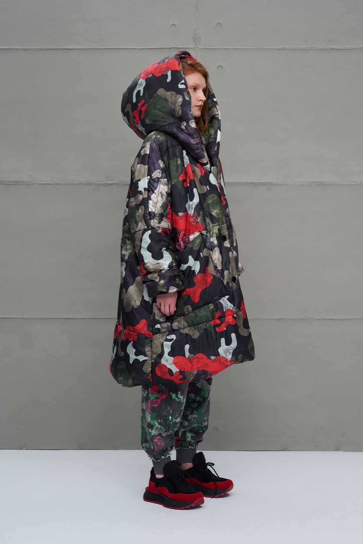 Camo Camouflage Puffer Long Oversized Coat 18136