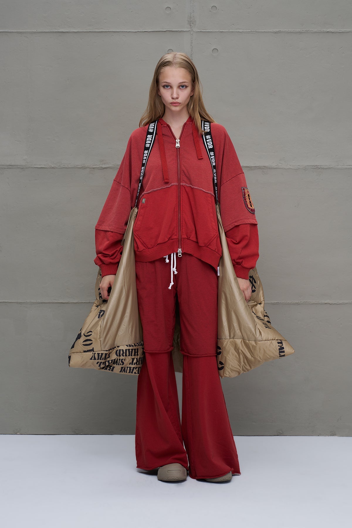 Beige Patterned Long Oversized Coat 18137