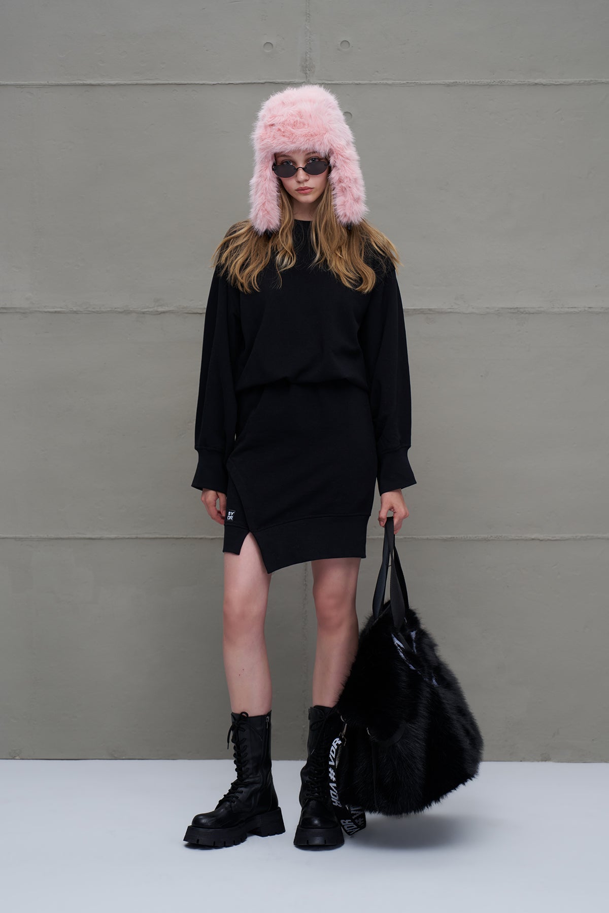 Black Asymmetric Oversize Dress 18161