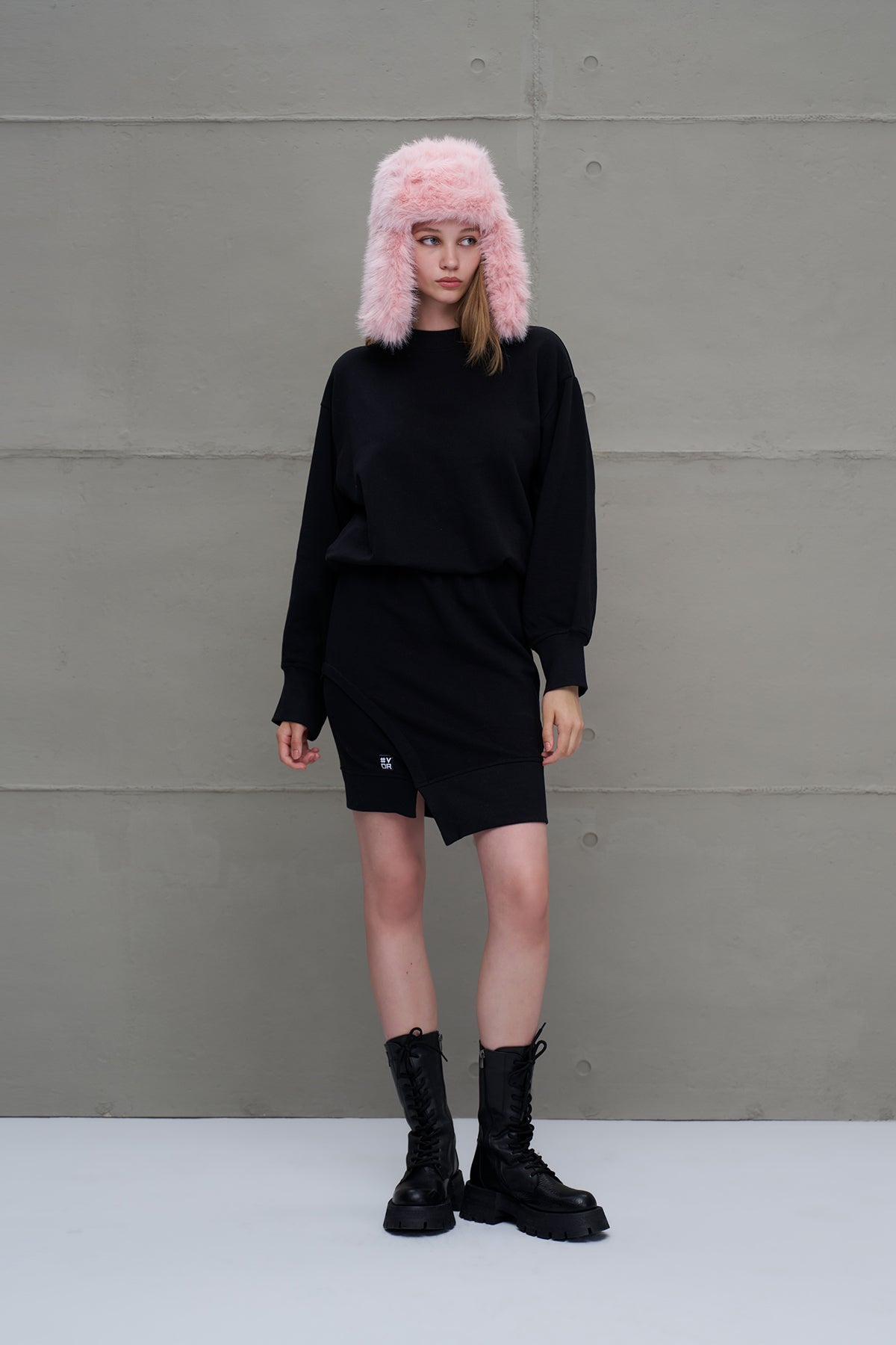 Black Asymmetric Oversize Dress 18161