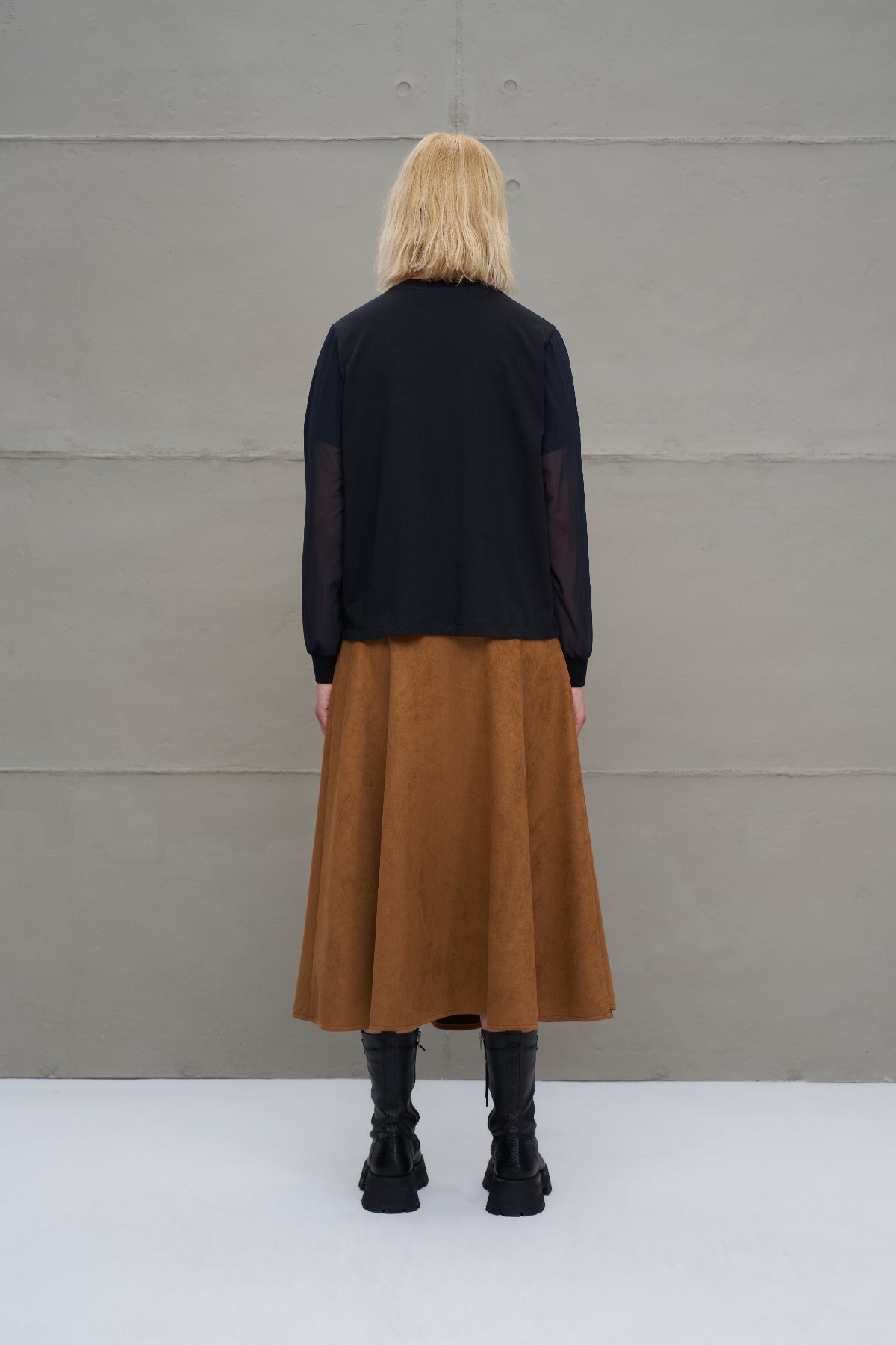 Black Tulle Sleeve T-shirt 18176