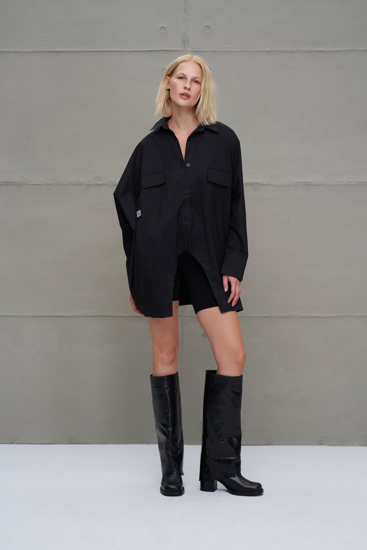 Black Oversize Poplin Shirt 18179