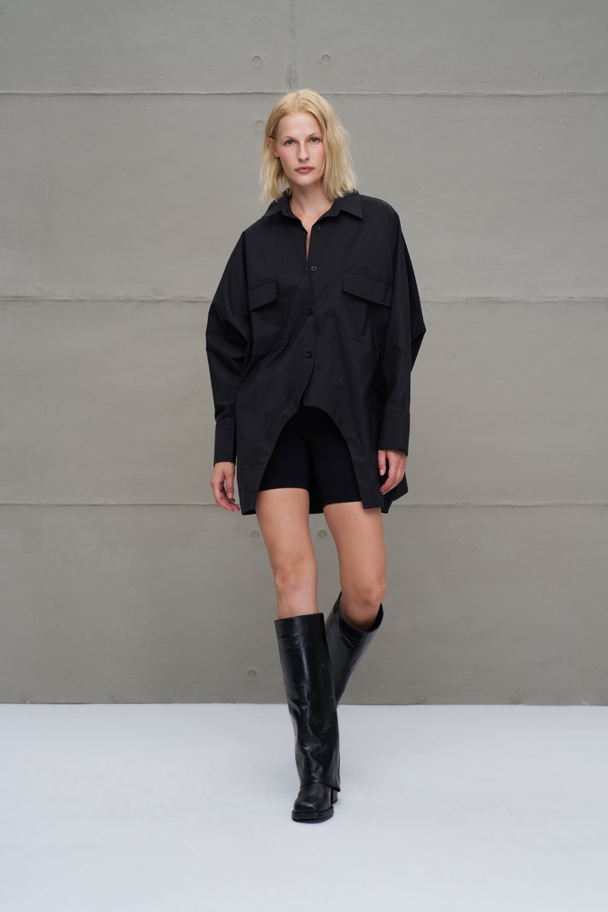 Black Oversize Poplin Shirt 18179