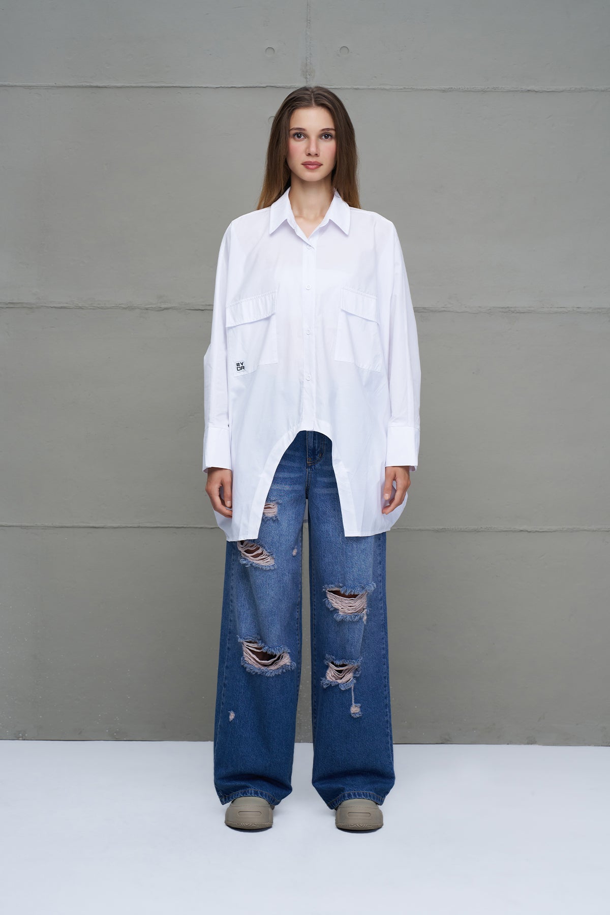 White Oversize Poplin Shirt 18179