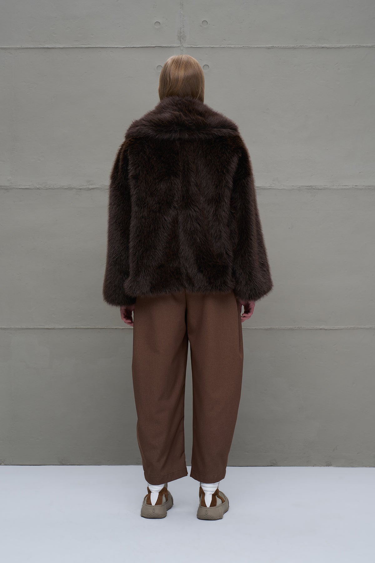 Brown Faux Fur Oversize Coat 18188
