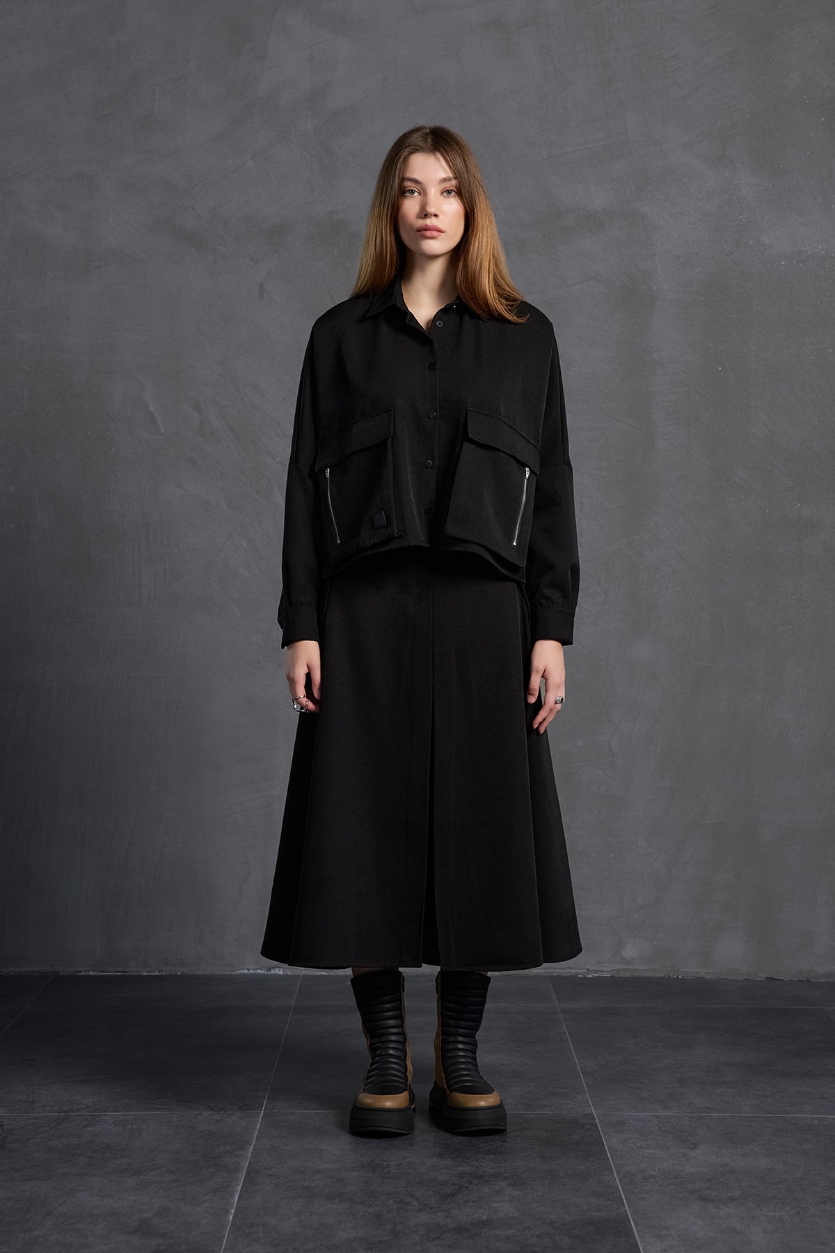 Black Zip-detail Pocket Shirt 18197