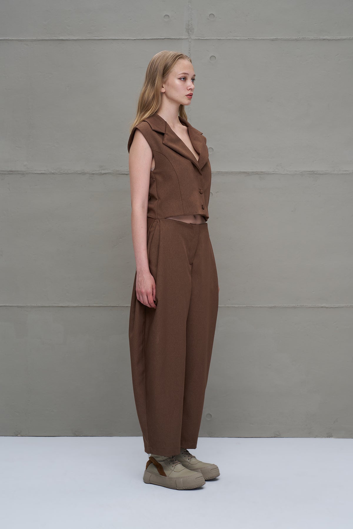 Brown Two-piece Effect Jumpsuit 18202