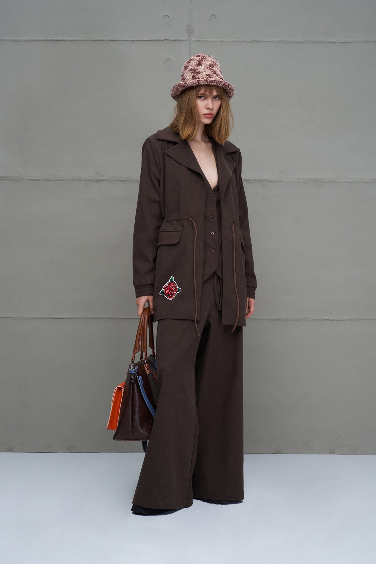 Brown Printed Jacket 18211