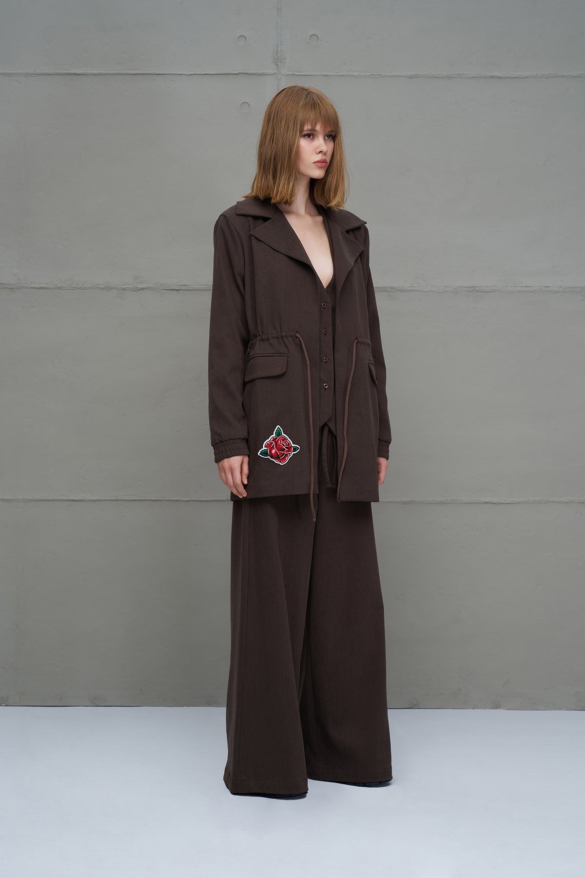 Brown Printed Jacket 18211