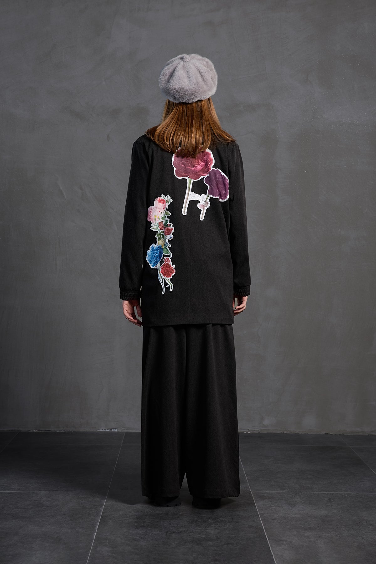 Black Printed Jacket 18211