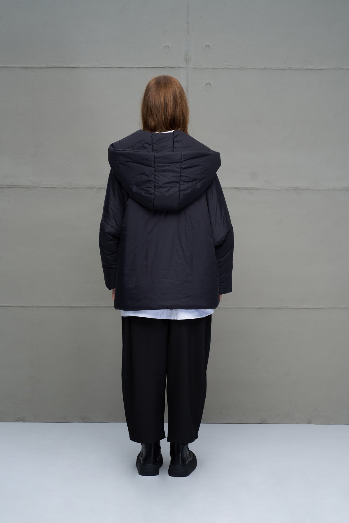 Black Asymmetric Oversize Puffer Coat 18256