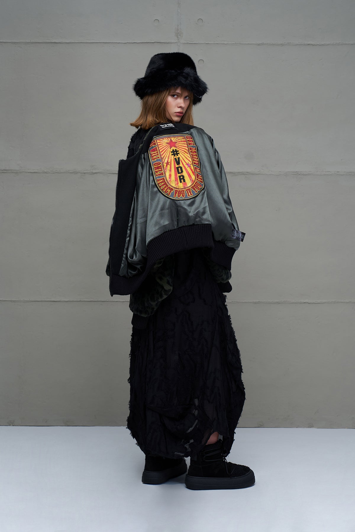 Green Black Leopard Print Oversize Pilot Jacket 18260