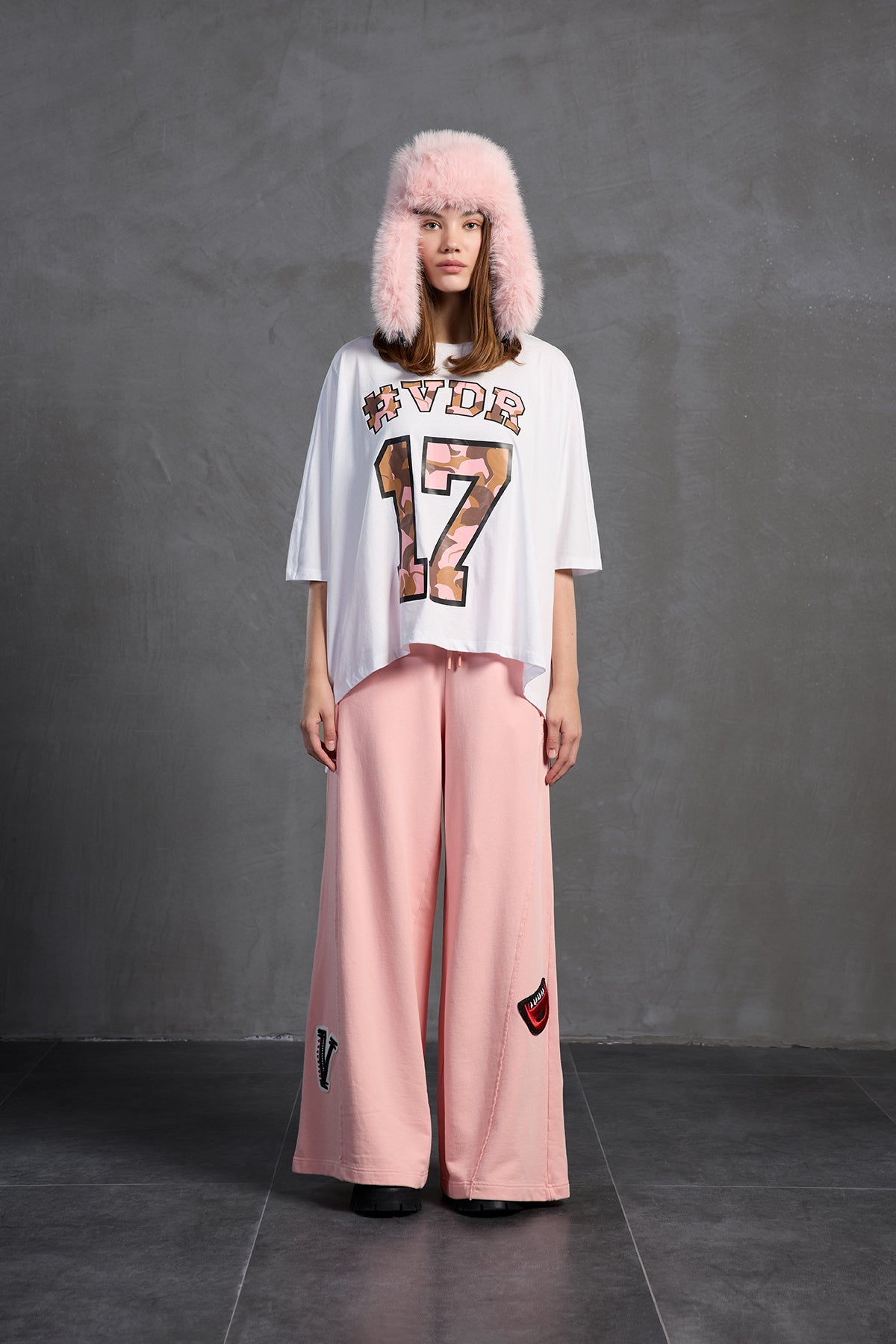 White Printed Asymmetric Oversize T-shirt 18282