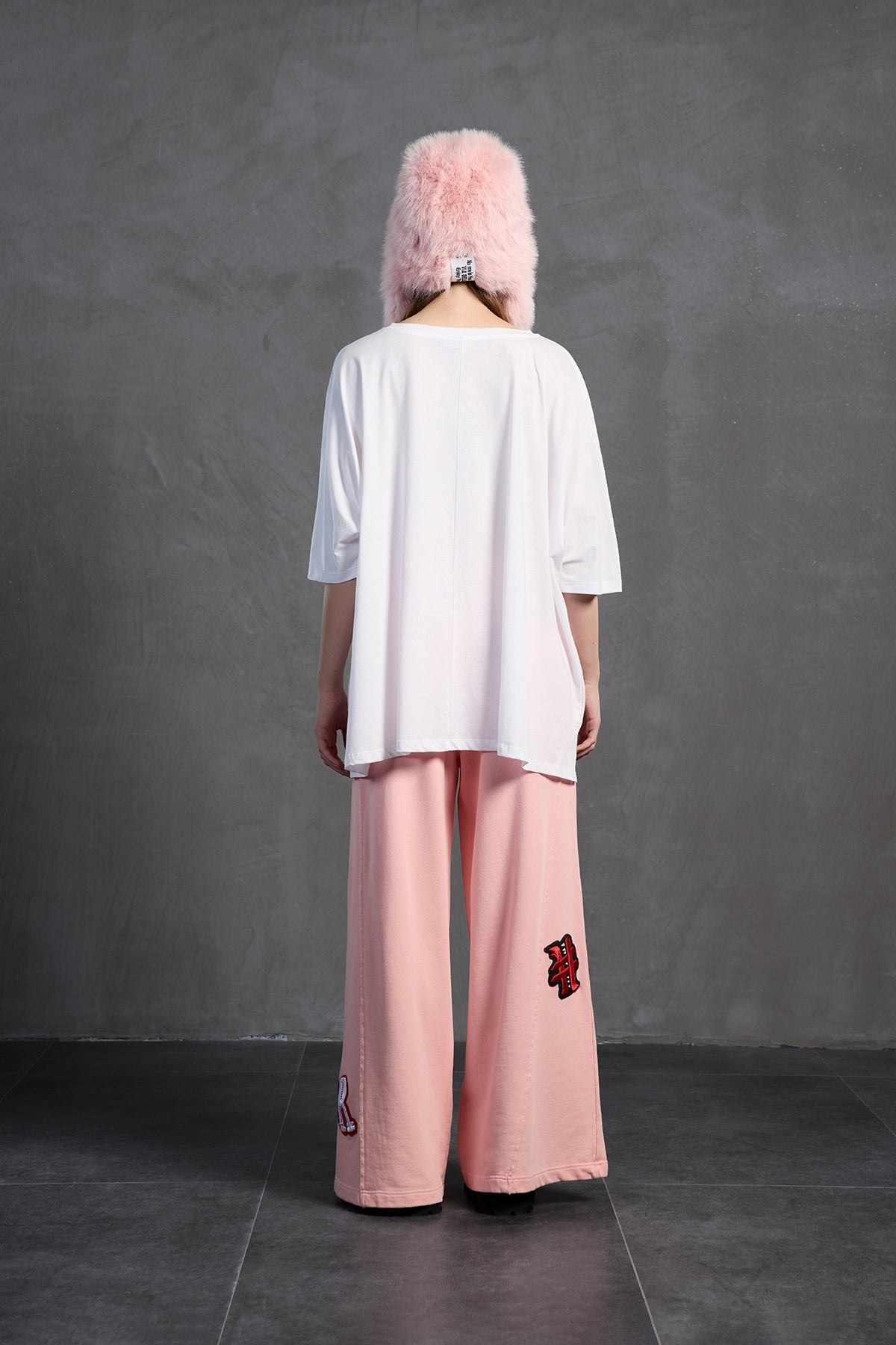 White Printed Asymmetric Oversize T-shirt 18282