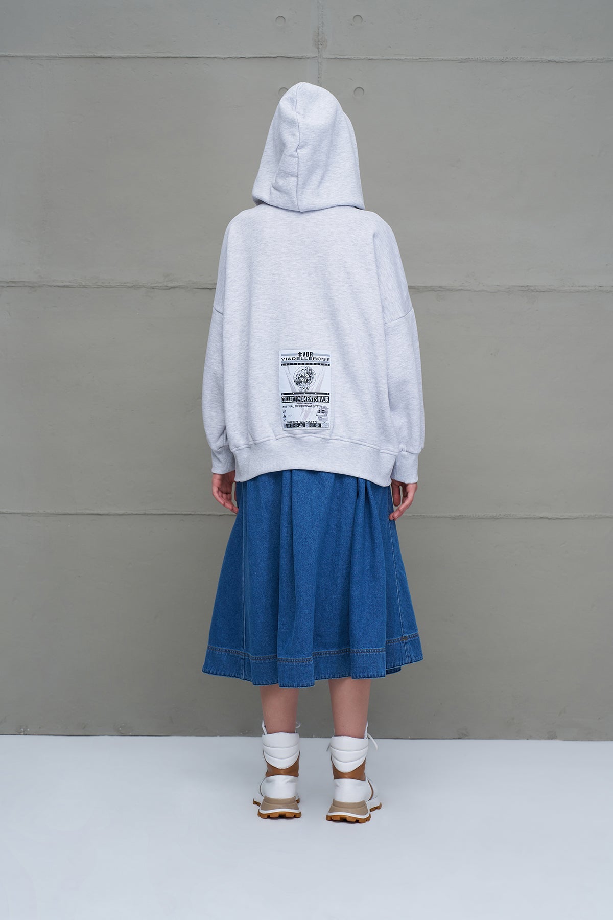 Grey Melange Zippered Oversize Sweatshirt 18285