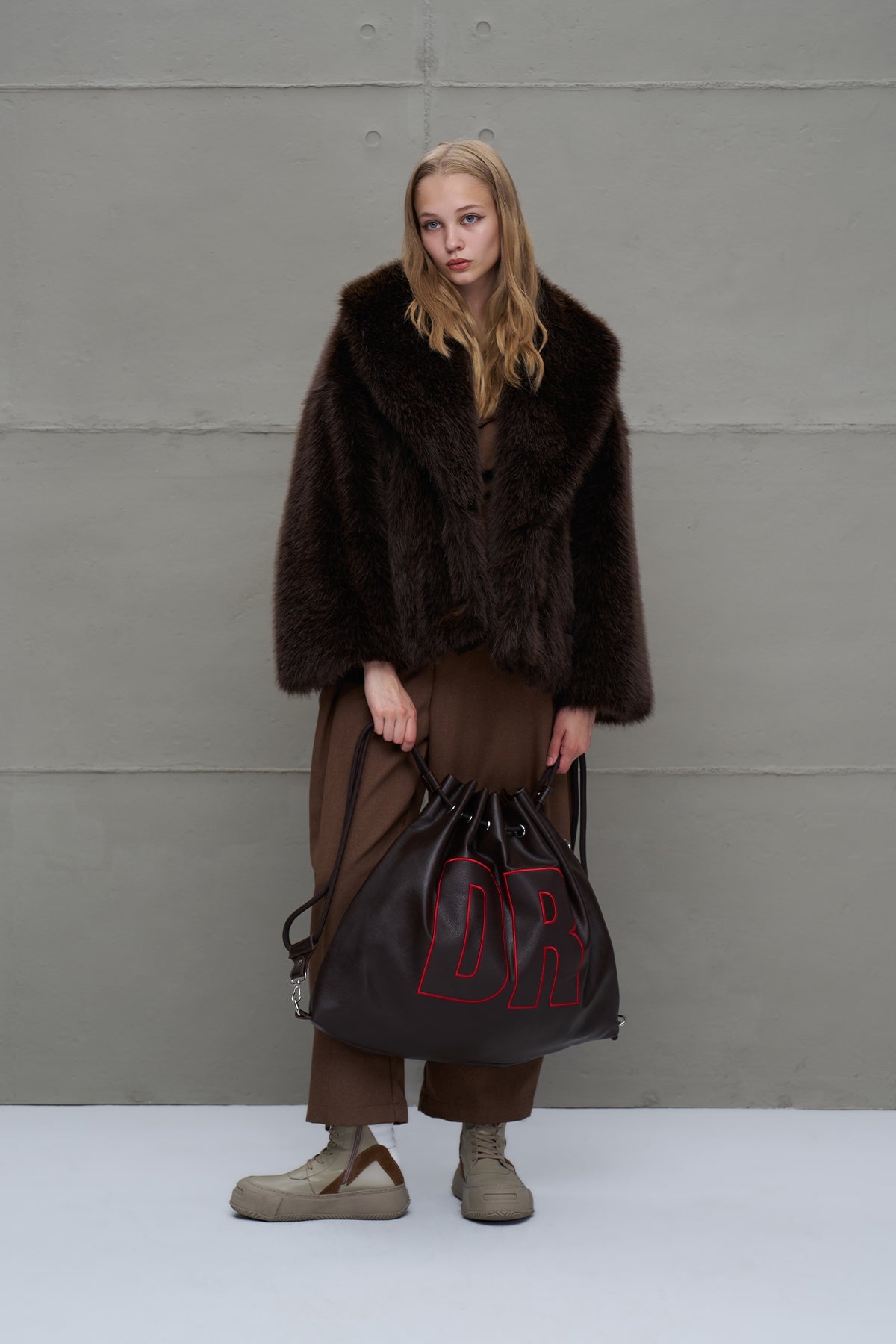 Brown Drawstring Backpack Bag Leonis1