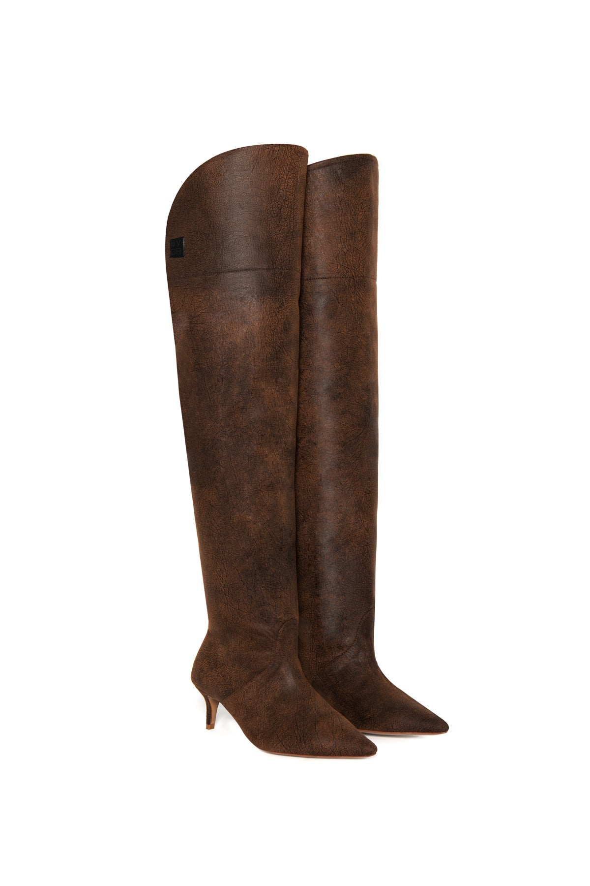 Brown Faux Distressed Leather Boots Roxette