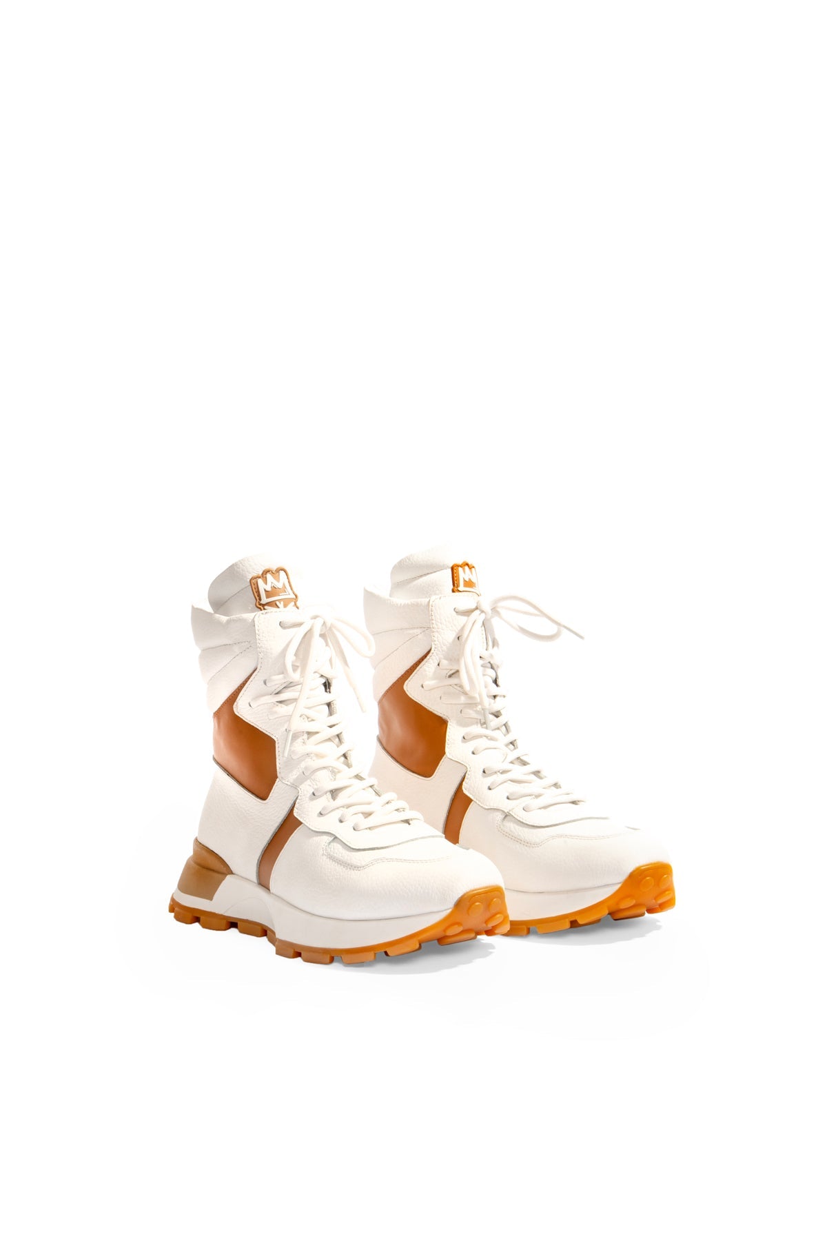 White Chunky Sole Leather Boots Tina3