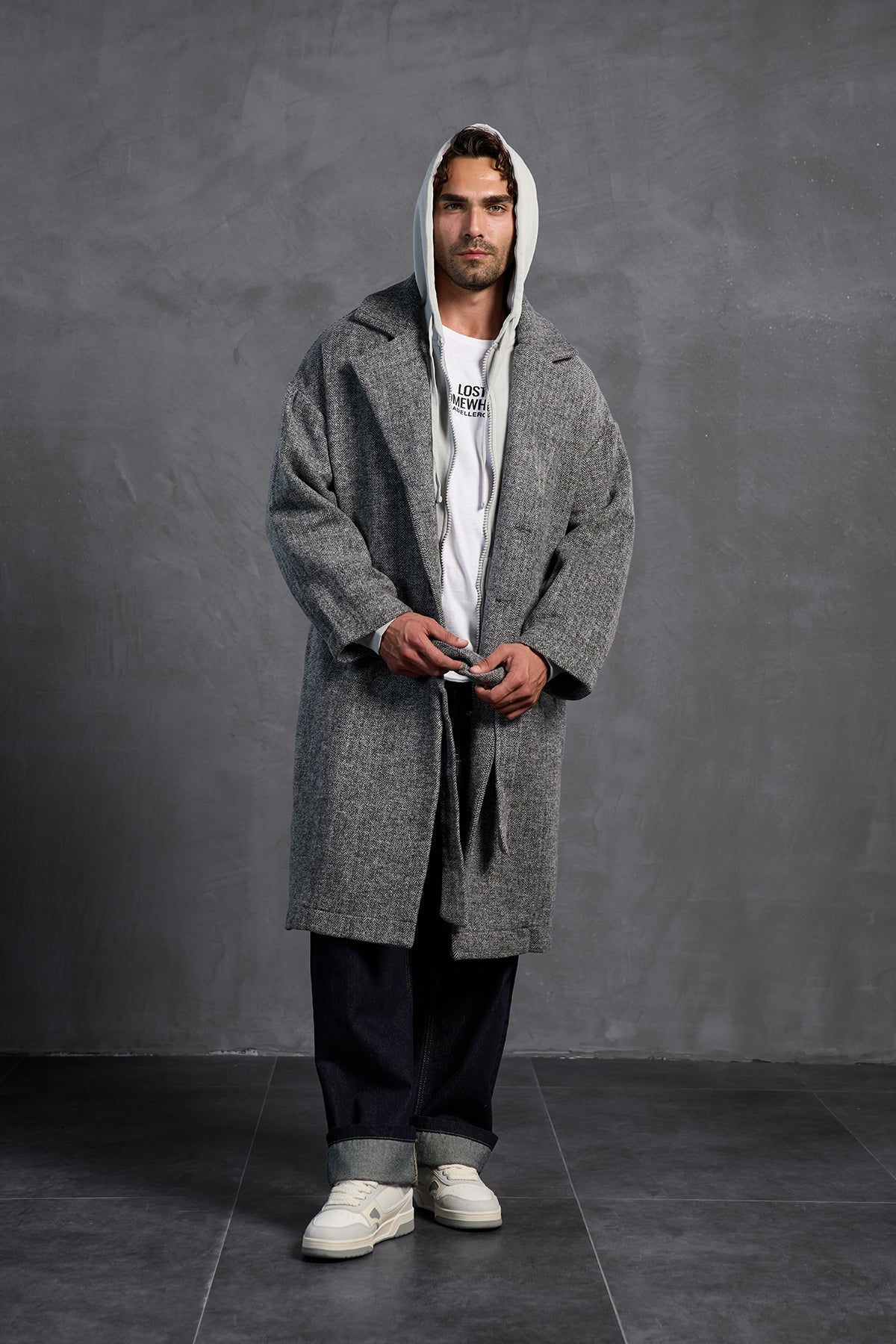 Grey Patch Hooded Sweatshirt 10000