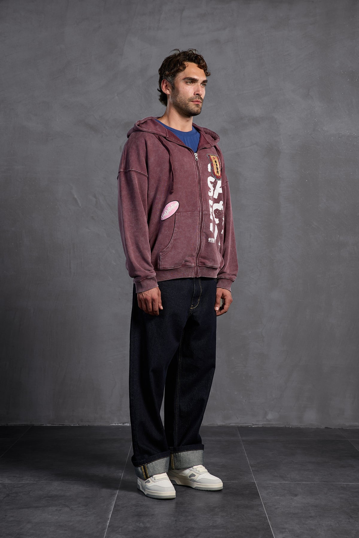 Burgundy Patch Hooded Sweatshirt 10000