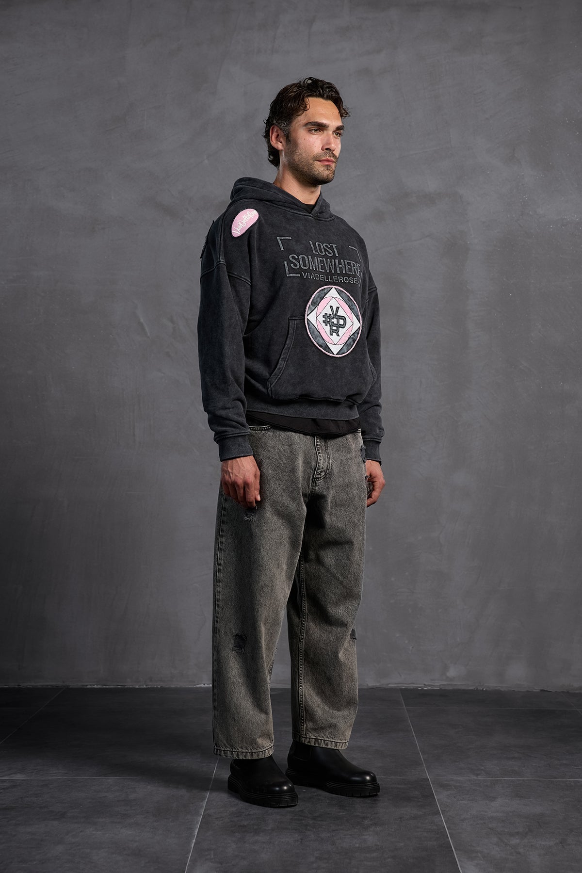 Black Patch Hooded Sweatshirt 10002