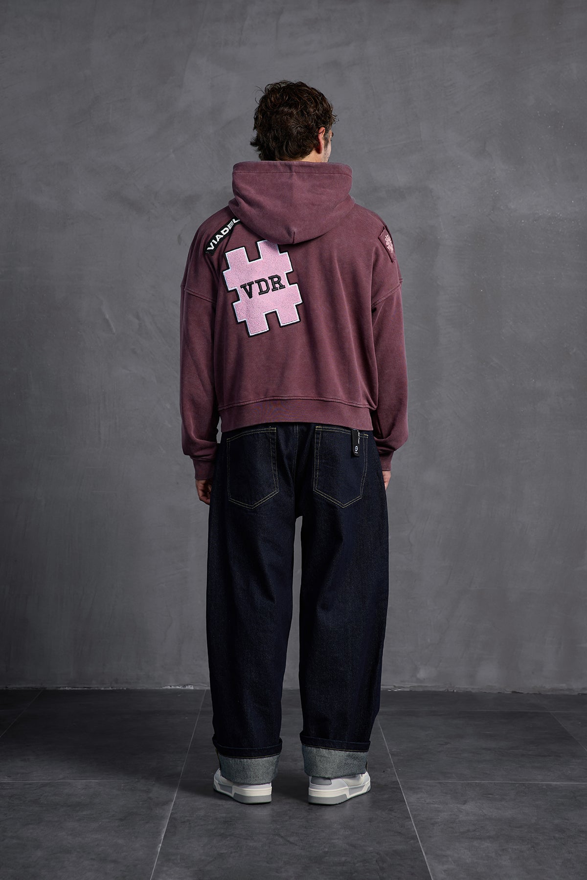 Burgundy Patch Hooded Sweatshirt 10002
