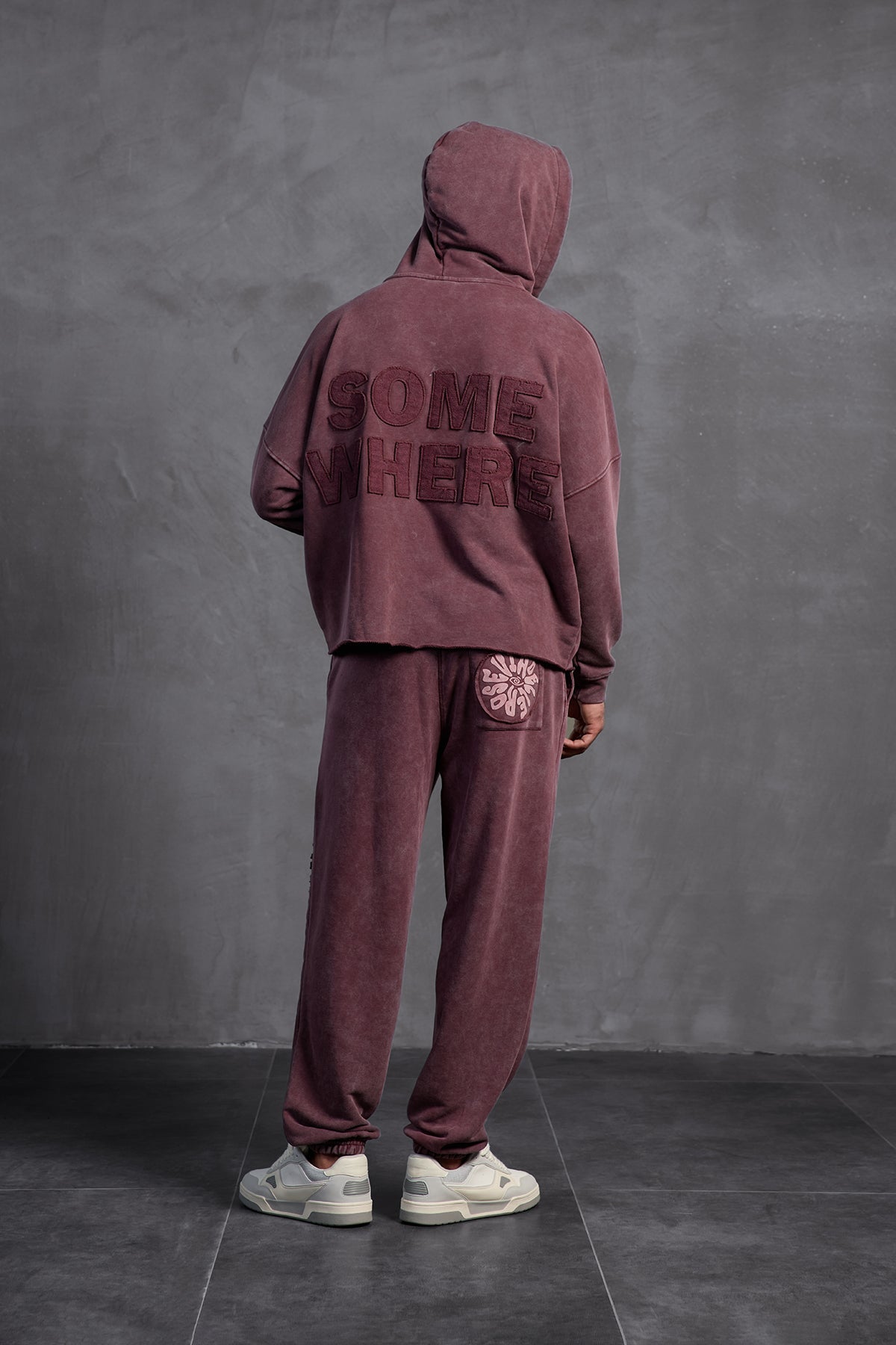 Burgundy Patch Hooded Sweatshirt 10003