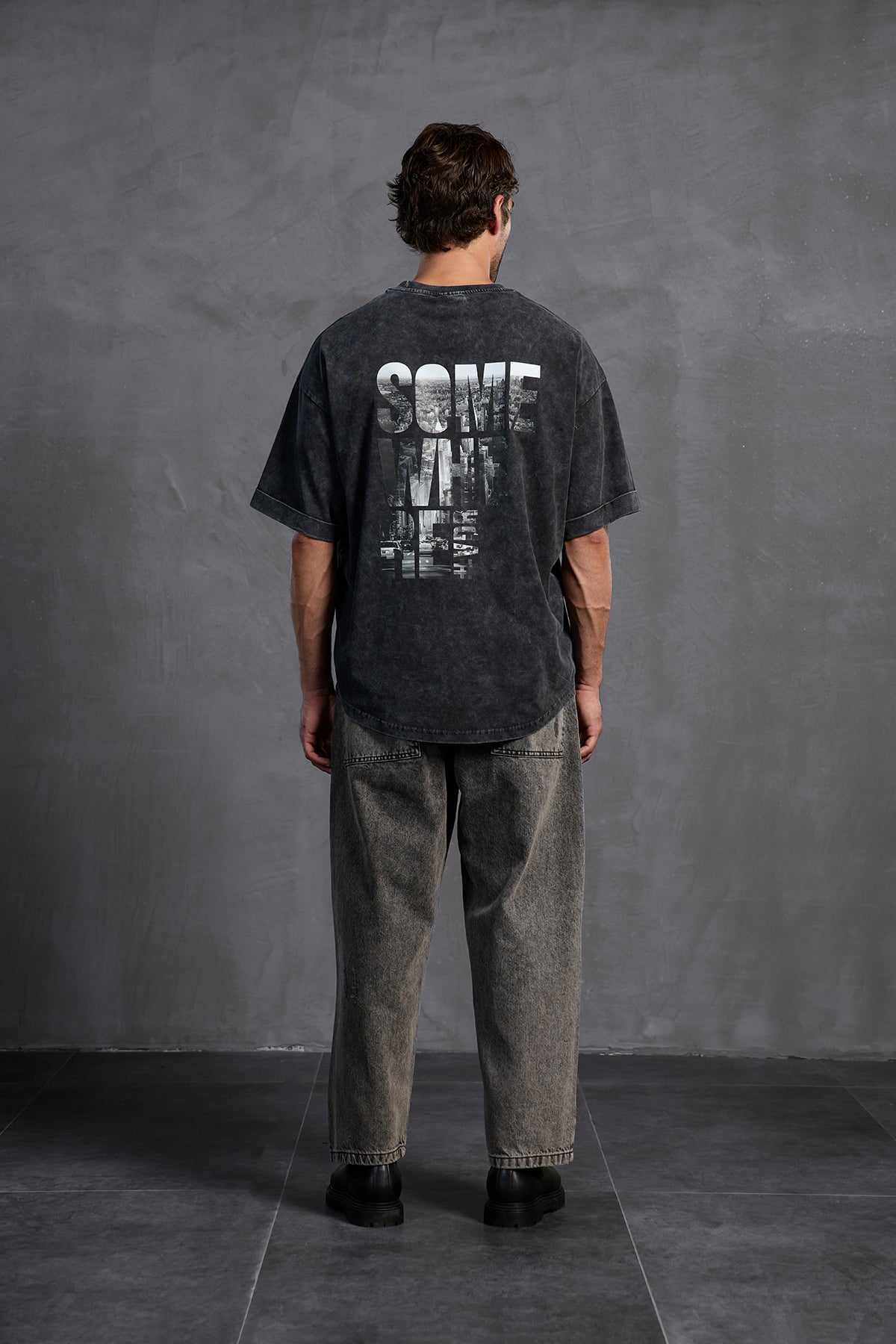 Black Printed Crew Neck T-shirt 10006