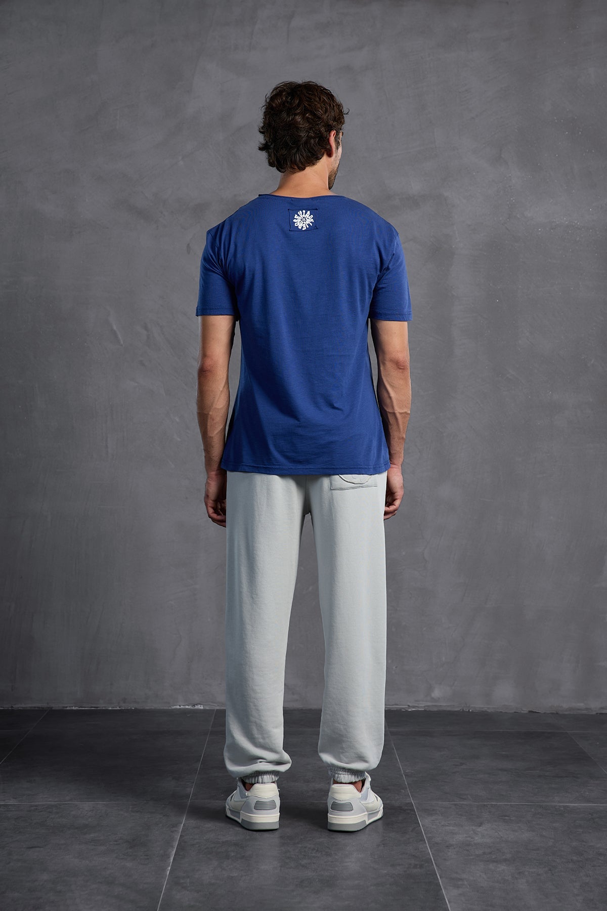 Blue Printed Round Neck T-shirt 10009