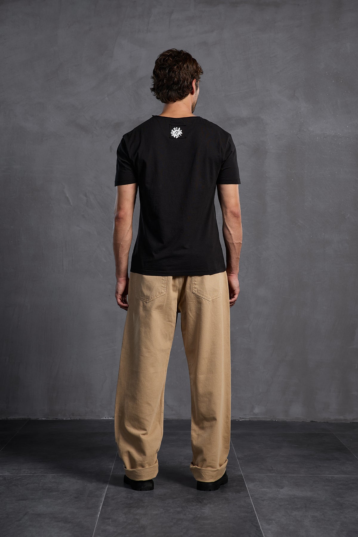 Black Printed Round Neck T-shirt 10009