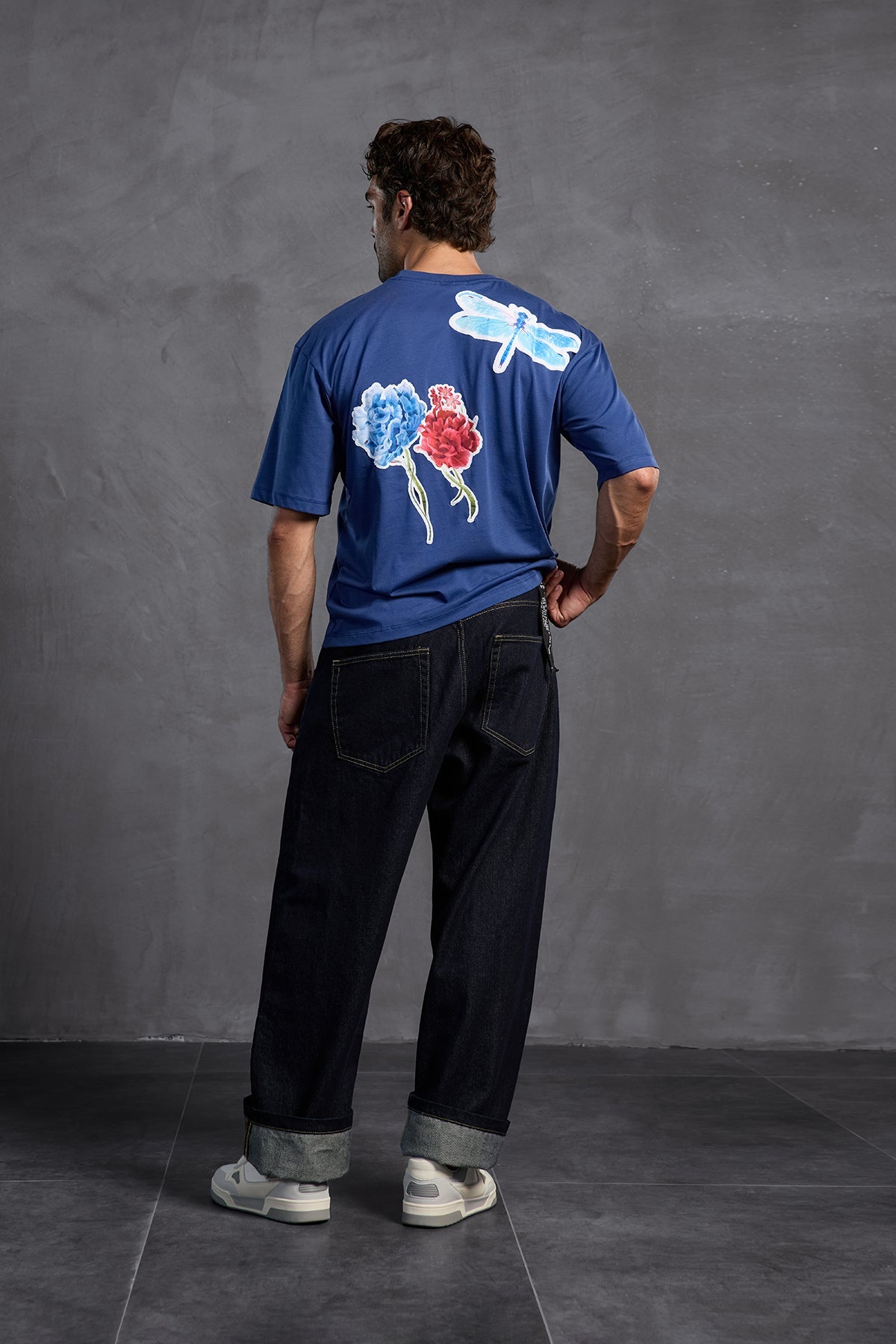 Blue Printed Round Neck T-shirt 10010