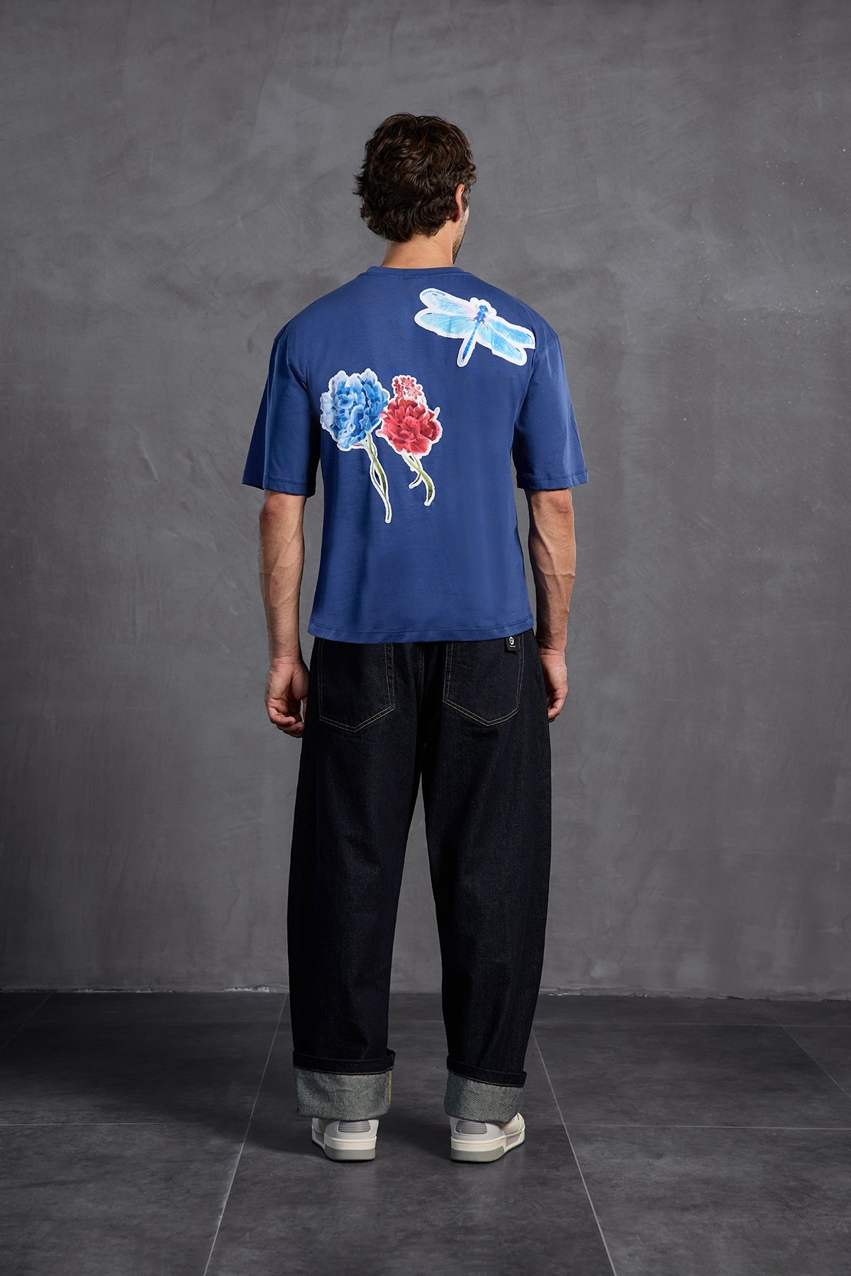 Blue Printed Round Neck T-shirt 10010