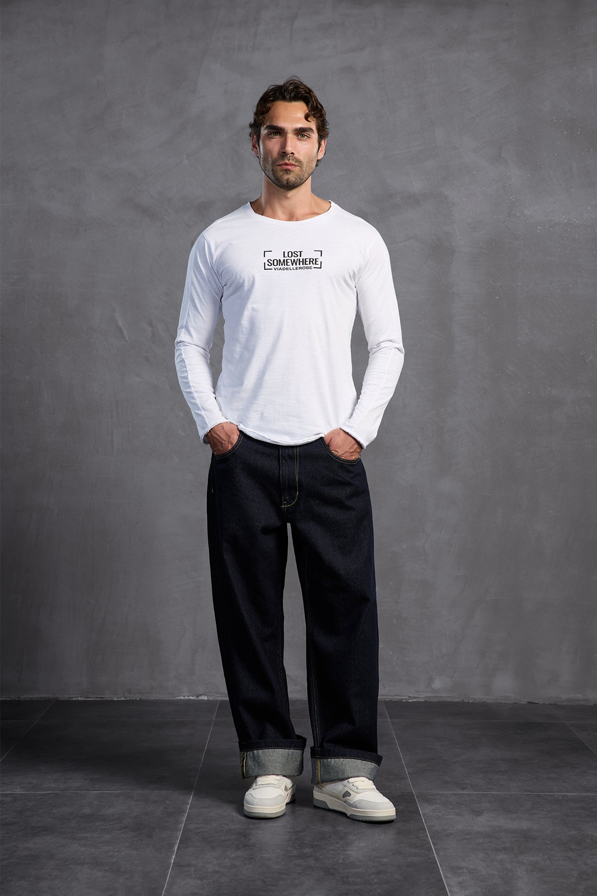 White Front Text Crew Neck T-shirt 10011