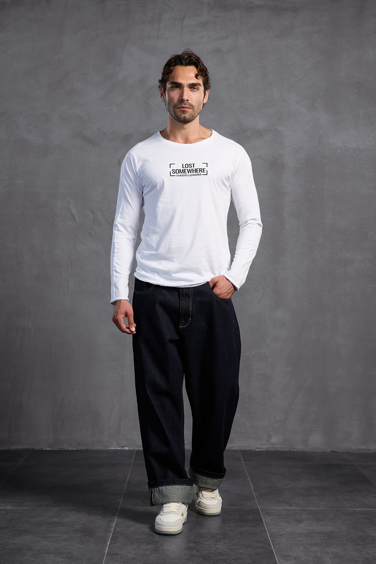 White Front Text Crew Neck T-shirt 10011