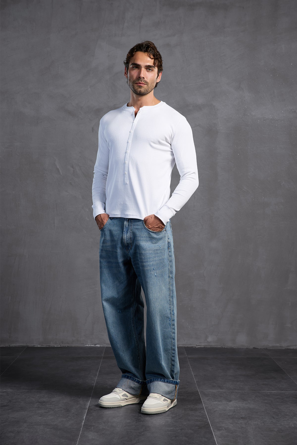 White Ribbed Front Buttoned T-shirt 10025