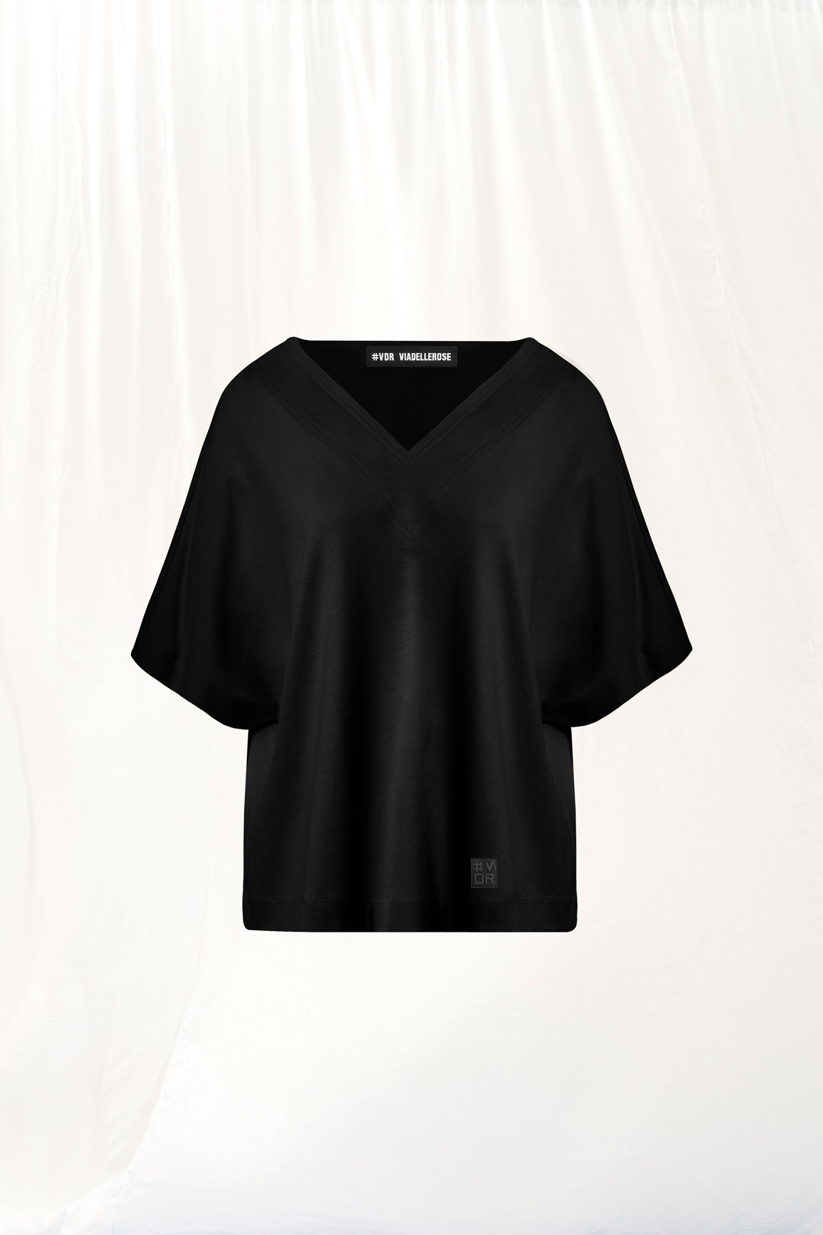 Black V-neck Interlock T-shirt 17003