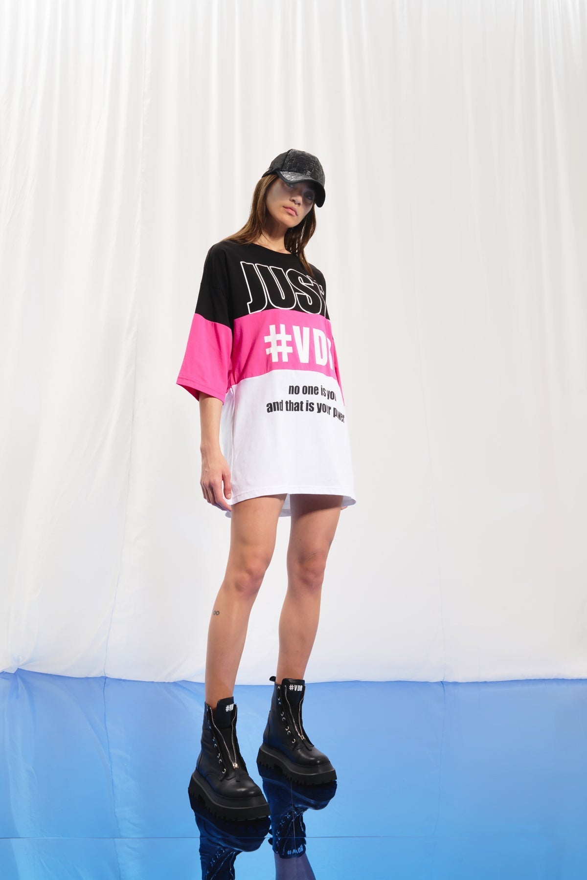 Black Pink White Print Oversize Tunic 17078