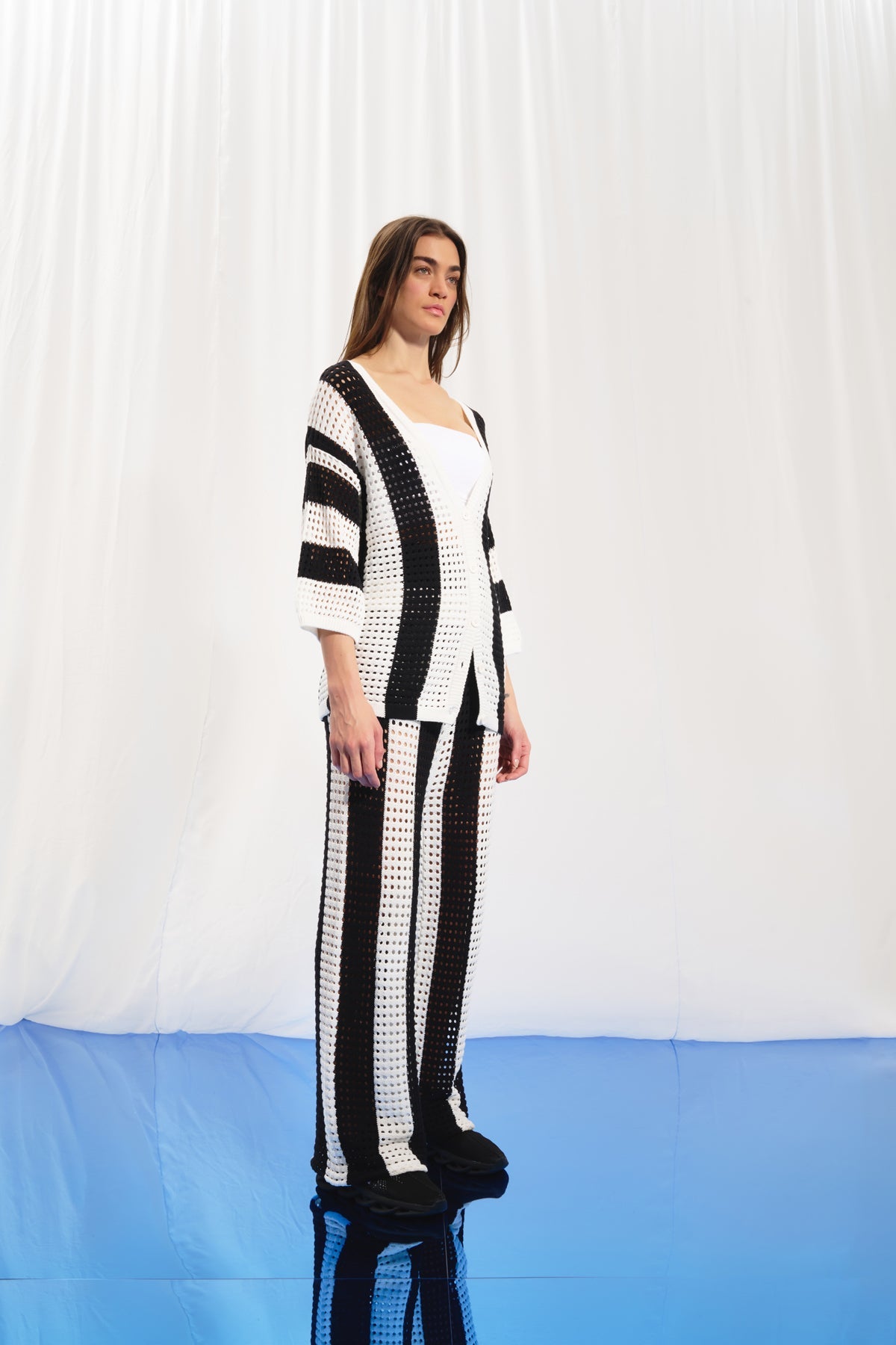 Black Off White Trousers 17173