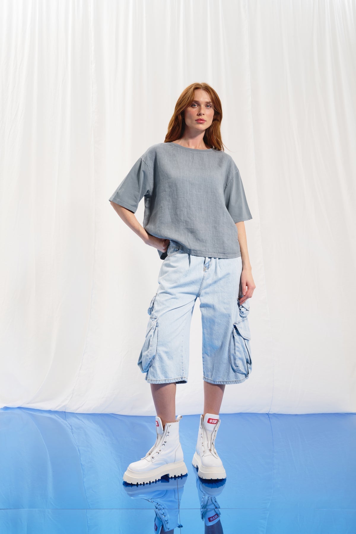 Light Blue Baggy Bermuda Denim Shorts 17197