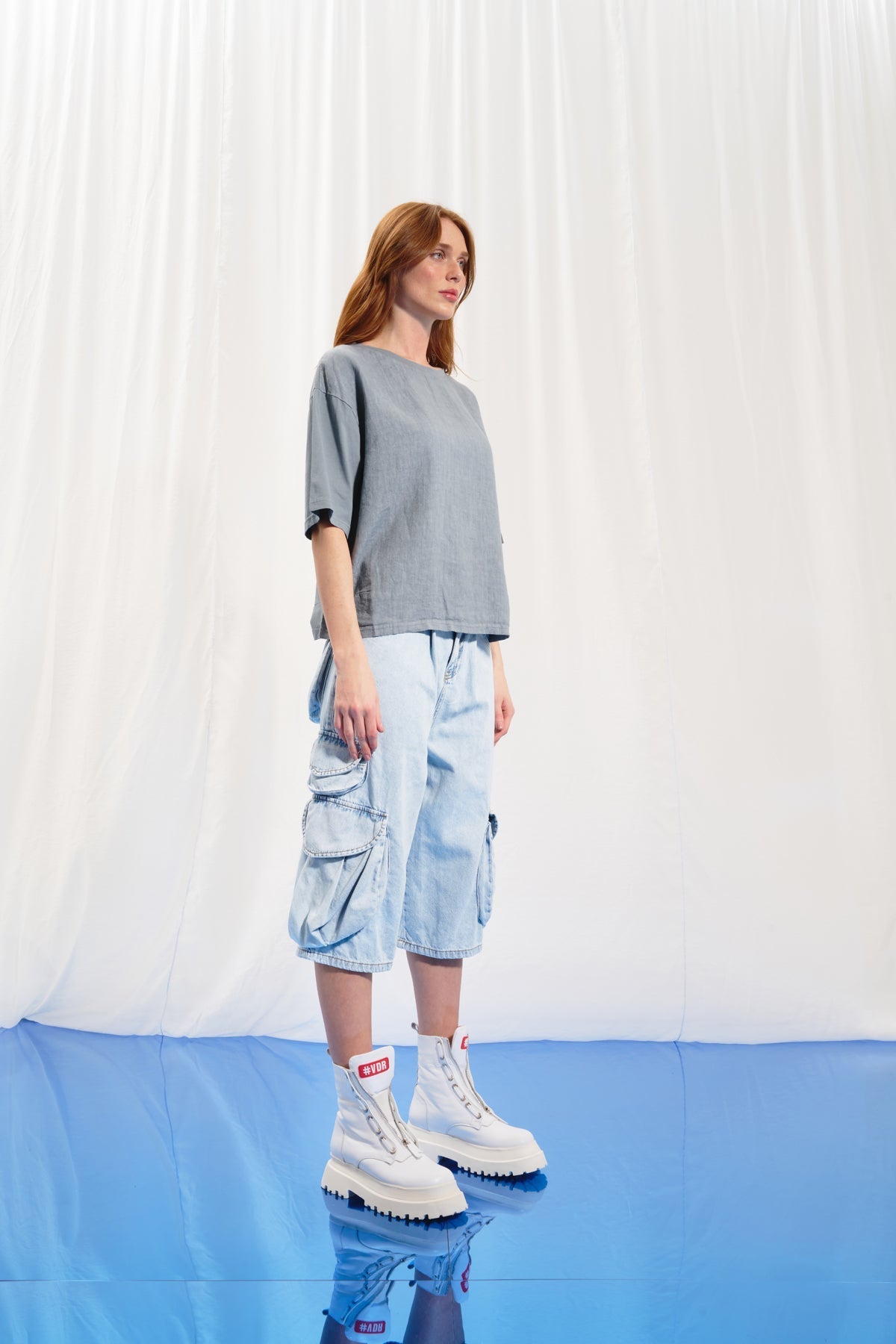 Light Blue Baggy Bermuda Denim Shorts 17197