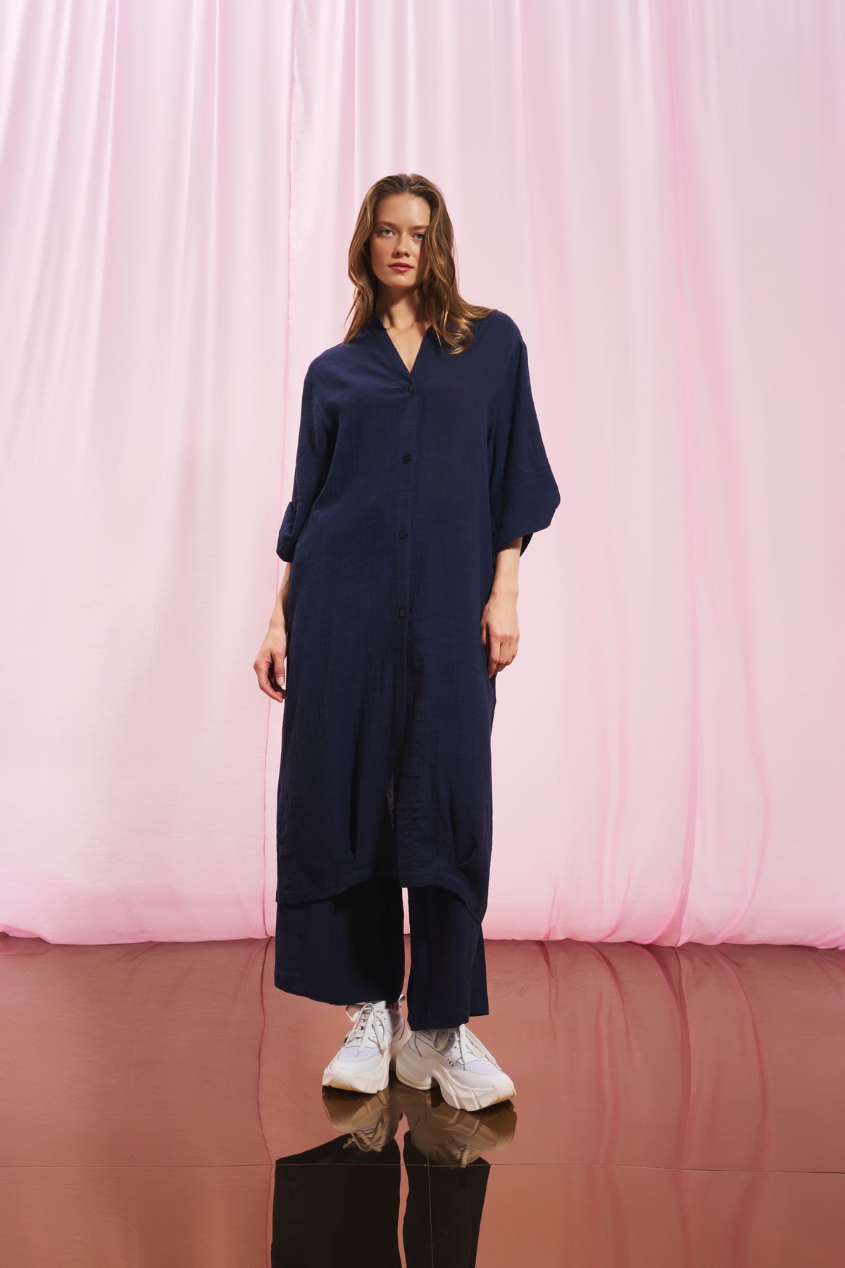 Navy Blue Shirt Dress 17267