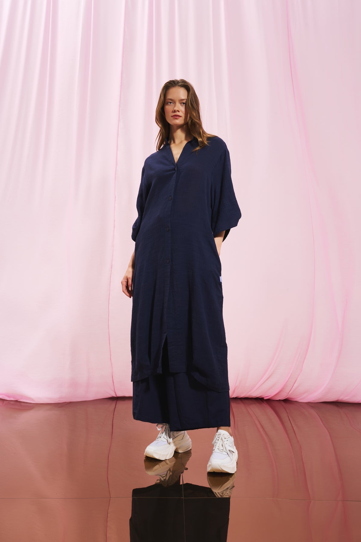 Navy Blue Shirt Dress 17267