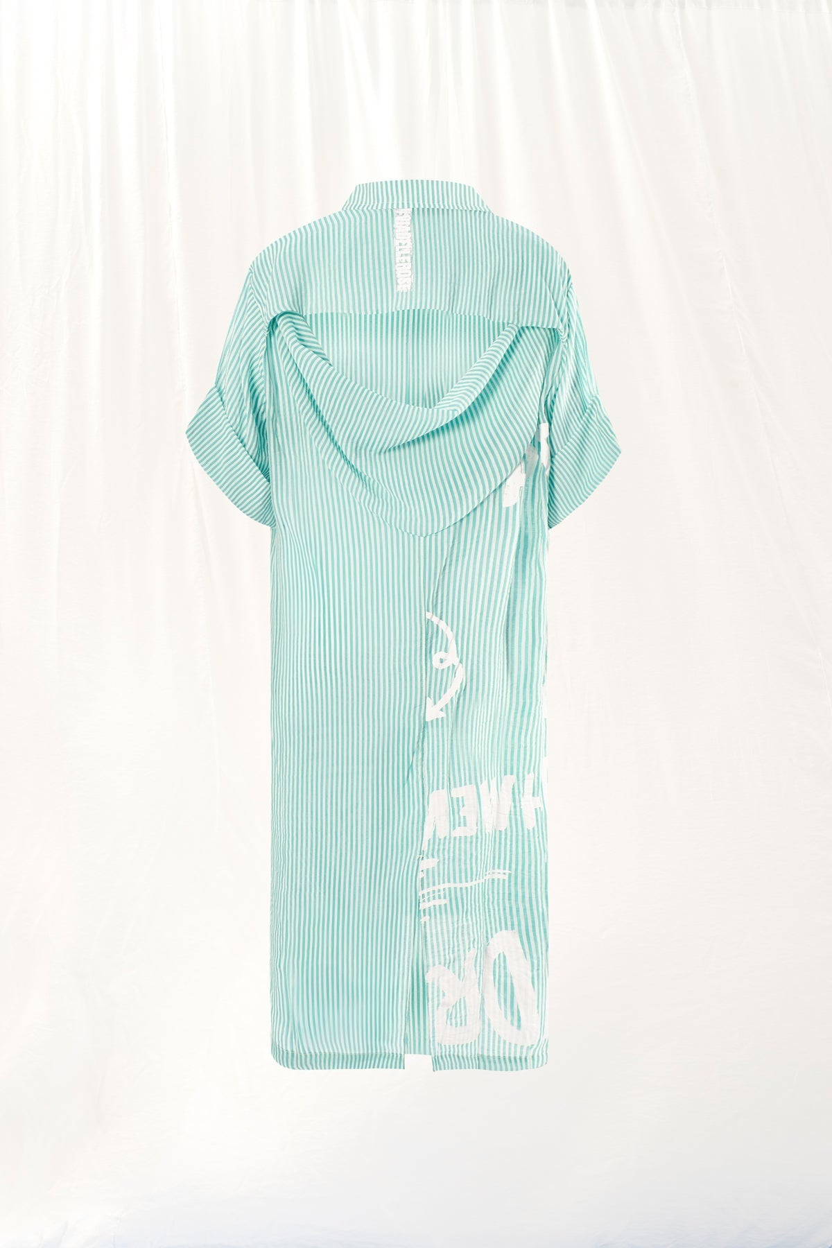 Green White Shirt Dress 17268