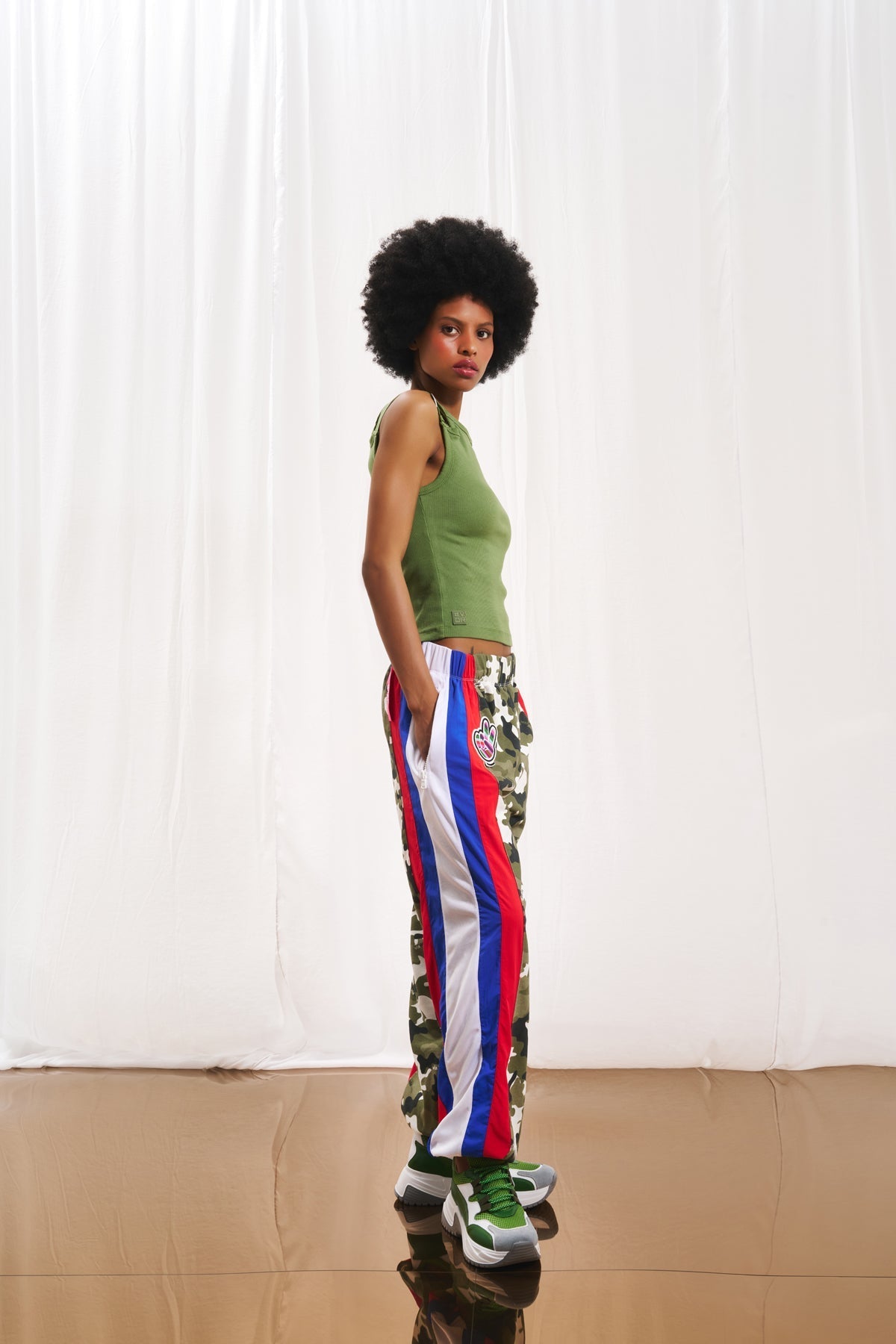 Khaki Camo Print Trousers 17338