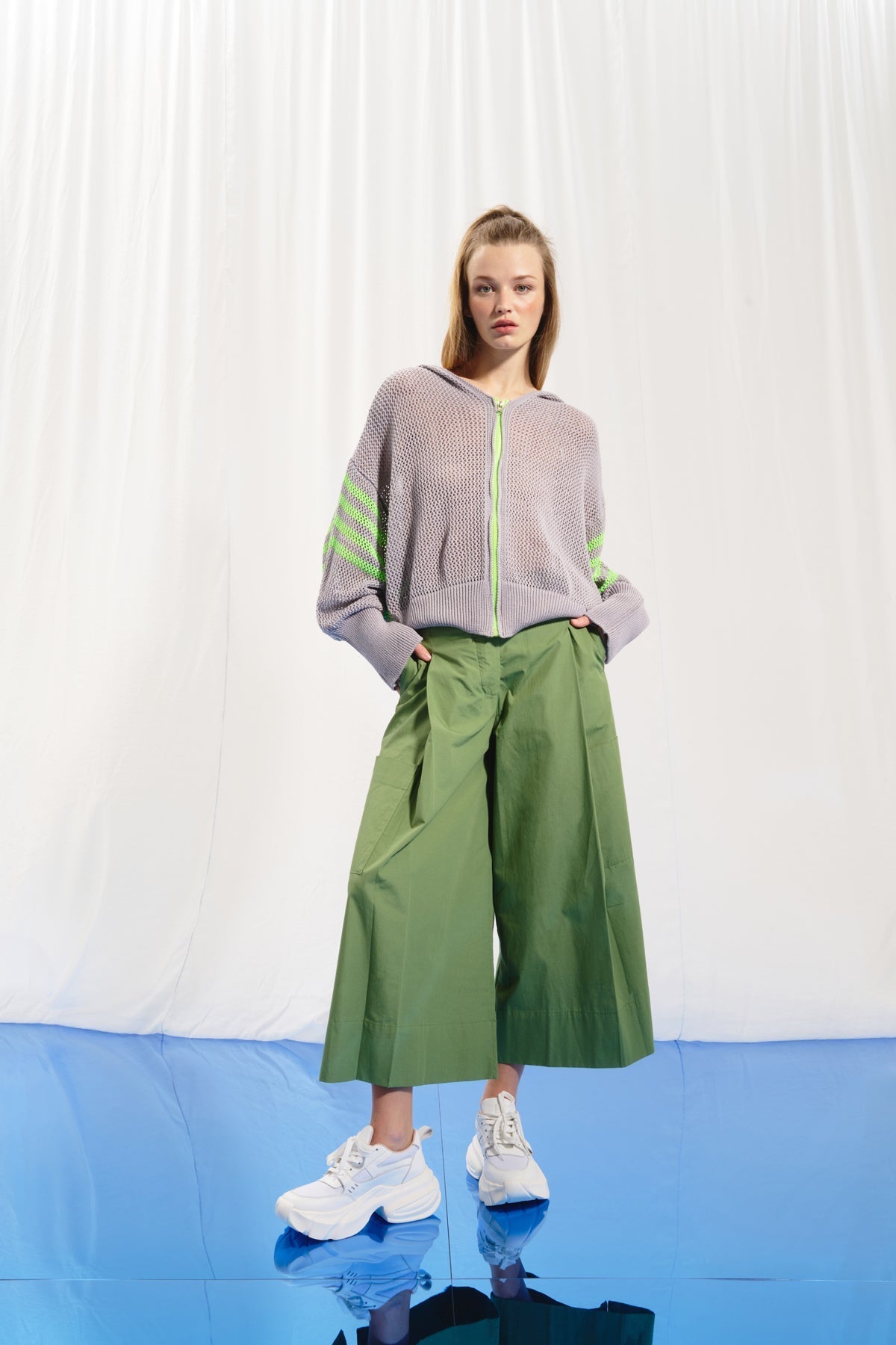 Grey Green Knit Sweater 17382