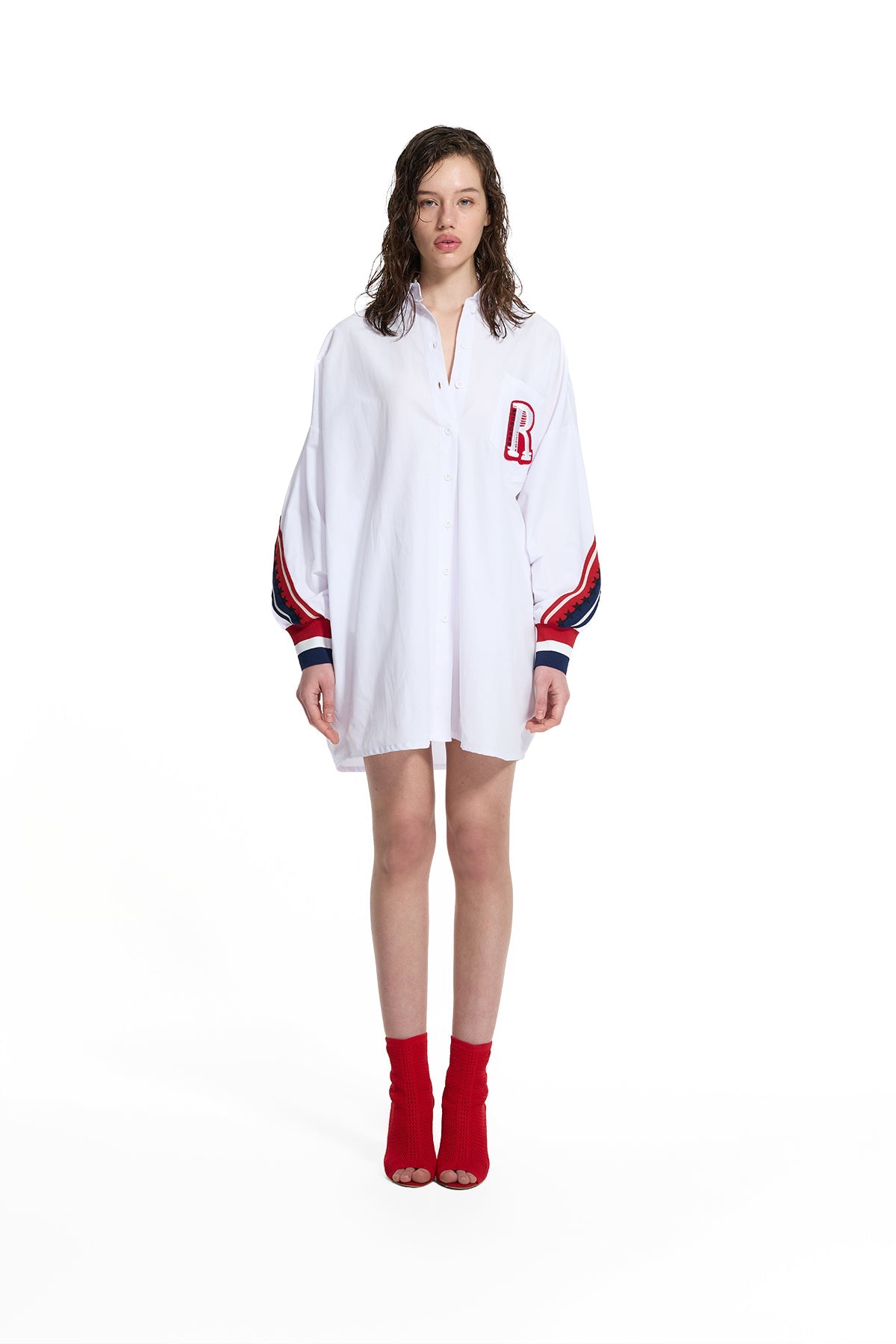 White Logo Detail Stripe Design Shirt 19007